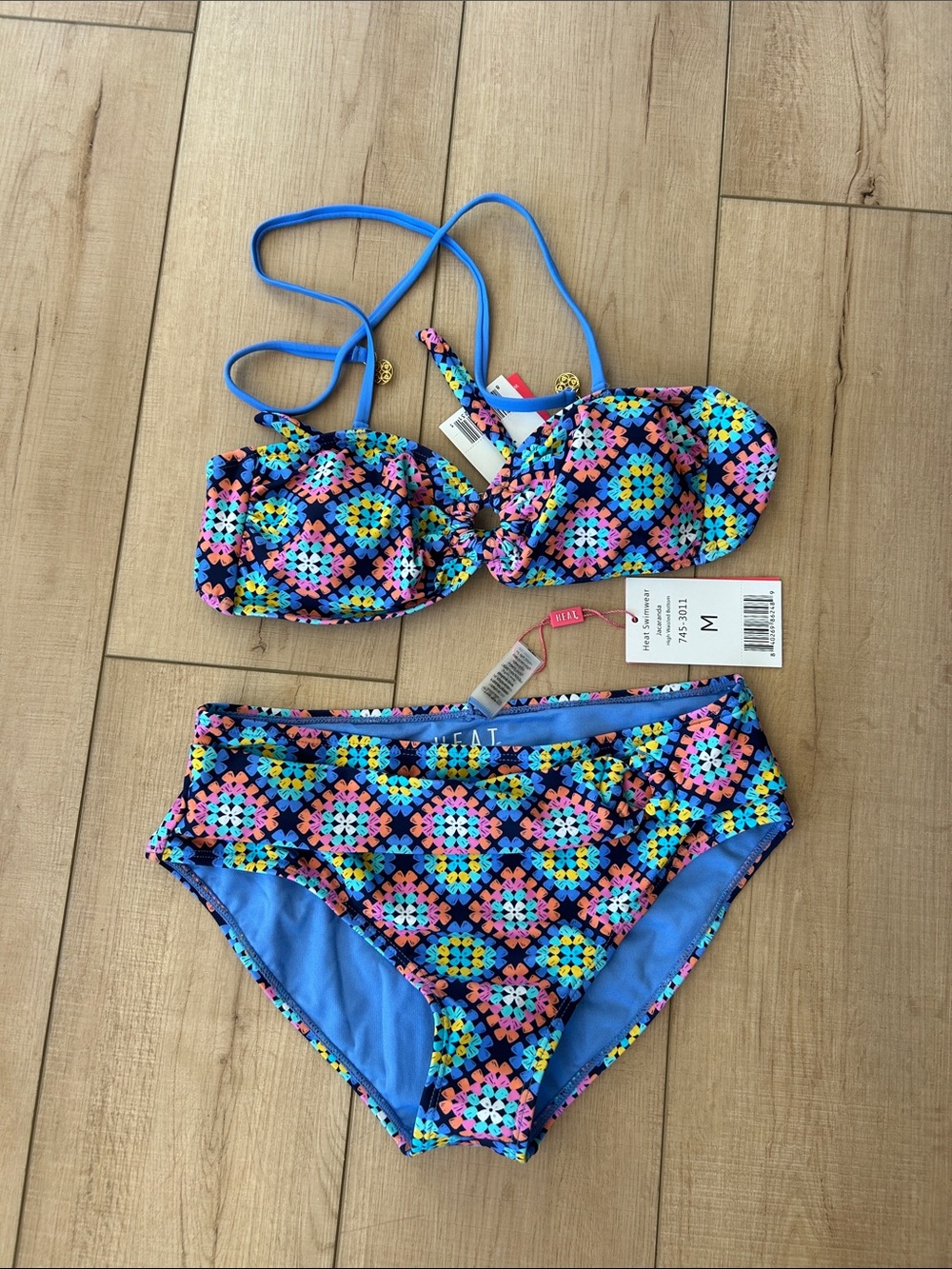 Women's Blue Multicolor Two-Piece Swim Set